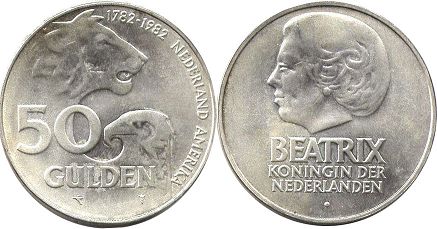 Münze Niederlande 50 Gulden 1982
