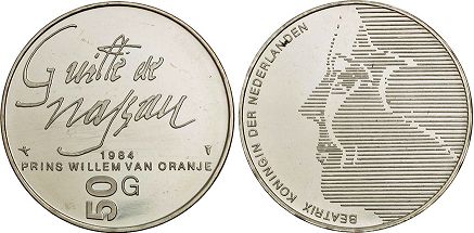 Münze Niederlande 50 Gulden 1984