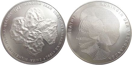 Münze Niederlande 50 Gulden 1990