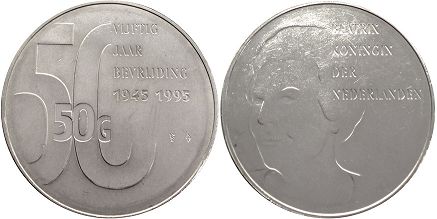 Münze Niederlande 50 Gulden 1995