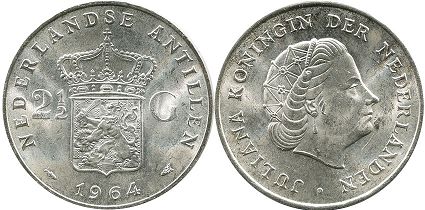 coin Netherlands Antilles 2.5 gulden 1964