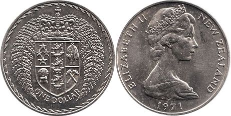 coin New Zealand 1 dollar 1971