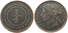 syiling Negeri-negeri Selat 1/4 cent 1872