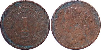 coin Straits Settlements 1 cent 1885