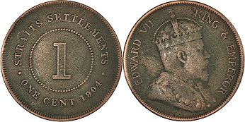 coin Straits Settlements 1 cent 1904