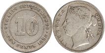 coin Straits Settlements 10 cents 1890