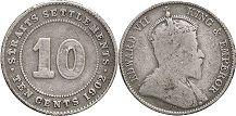 coin Straits Settlements 10 cents 1902