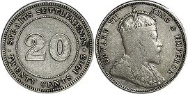 coin Straits Settlements 20 cents 1903
