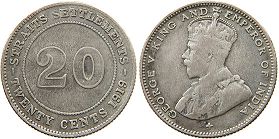 syiling Negeri-negeri Selat 20 cents 1919