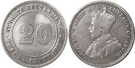 coin Straits Settlements 20 cents 1927