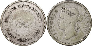 coin Straits Settlements 50 cents 1887