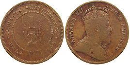 coin Straits Settlements 1/2 cent 1908