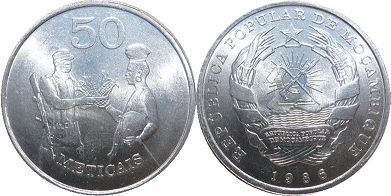 coin Mozambique 50 meticais 1986