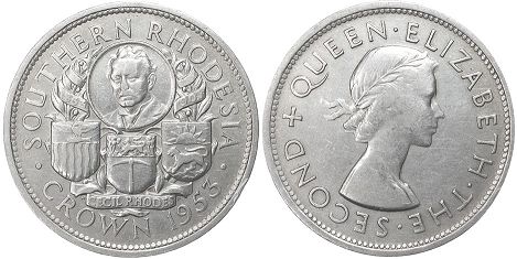 coin Rhodesia 1 crown 1953
