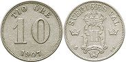 coin Sweden 10 ore 1907
