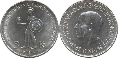 coin Sweden 5 kronor 1962