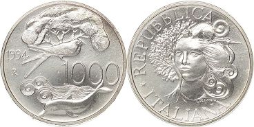 monnaie Italie 1000 lire 1994