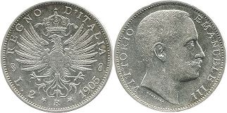 coin Italy 2 lire 1905