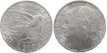 moneta Italy 500 lire 1990