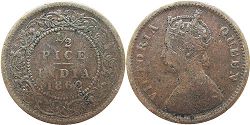 coin India 1/2 paisa 1862