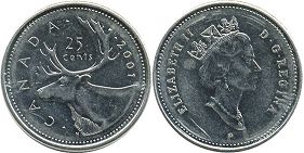 canadian pièce de monnaie Elizabeth II 25 cents 2001