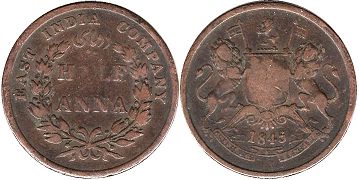 coin East India Company 1/2 anna 1845