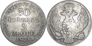 coin Poland 2 zlote 1838