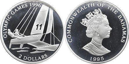 coin Bahamas 2 dollars 1995