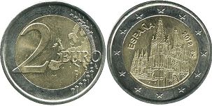 moneta Spagna 2 euro 2012 burgos