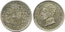 monnaie Espagne 50 centimos 1904