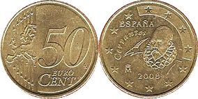 mince Španělsko 50 euro cent 2008