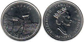 canadian commémorative pièce de monnaie 25 cents (quarter) 1992 Alberta