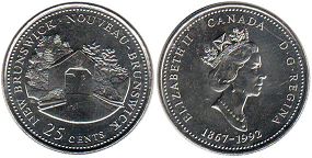 canadian commémorative pièce de monnaie 25 cents (quarter) 1992 Nouveau-Brunswick
