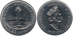 canadian commémorative pièce de monnaie 25 cents (quarter) 1992 Nouvelle-Écosse