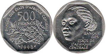 piece Central African States (CFA) 500 francs 1998