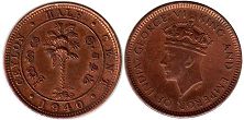 coin Ceylon 1/2 cent 1940