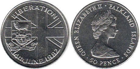 coin Falkland Islands 50 pence 1982 Liberation