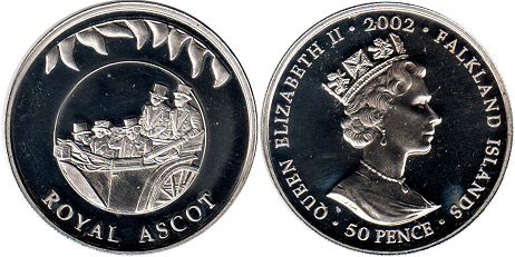 coin Falkland Islands 50 pence 2002 ROYAL ASCOT
