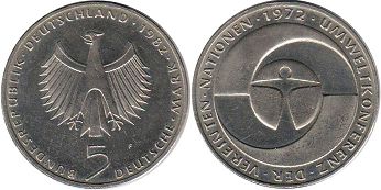 coin Germany BDR 5 mark 1982