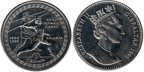 coin Gibraltar 1 crown 1995