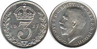 monnaie Grande Bretagne 3 pence 1917