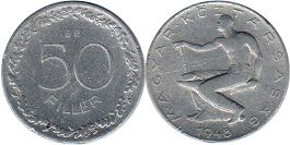 coin Hungary 50 fillers 1948