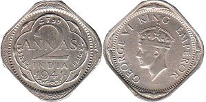 coin India 2 annas 1941