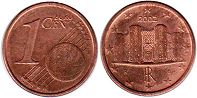 mynt Italien 1 euro cent 2002
