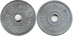 piece Luxembourg 10 centines 1915