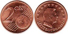 moneta Lussemburgo 2 euro cent 2002