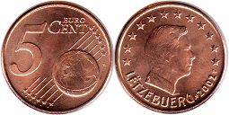 mynt Luxemburg 5 euro cent 2002