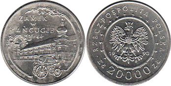 coin Poland 20000 zloty 1993 Lancut Castle