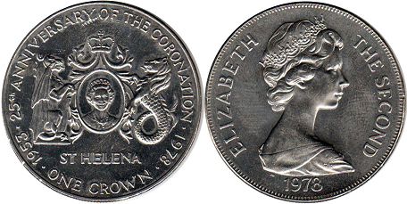 coin Saint Helena one crown 1978 Coronation