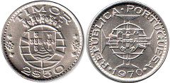 coin Timor 2.5 escudos 1970